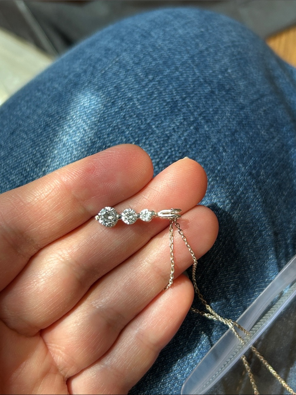 Vintage Clear Sparkly Rhinestone Necklace Sterling Silver Chain
